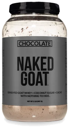 Naked Goat Whey protein powder (Chocolate Flavor) bottle