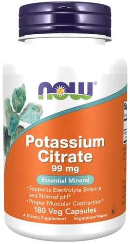 NOW Foods Potassium Citrate 99 mg Veg Capsules bottle