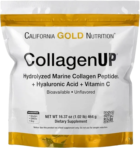 California Gold Nutrition, CollagenUP, Hydrolyzed Marine Collagen Peptides with Hyaluronic Acid and Vitamin C bottle