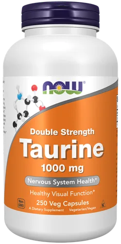 NOW Supplements, Taurine 1,000 mg, Double Strength, 100 Veg Caps bottle