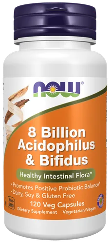 Now Supplements, 8 Billion Acidophilus & Bifidus, Probiotic, 120 Veg Caps bottle