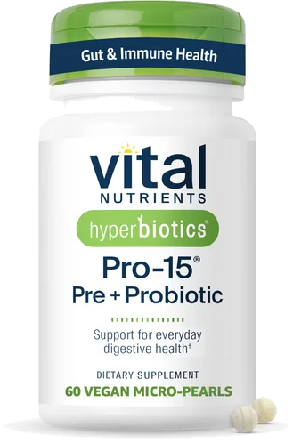 Vital Nutrients Pro-15 Pre & Probiotics, Digestive Health Support, 60 Count bottle