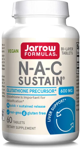 Jarrow N-A-C Sustain 600 mg, Dietary Supplement, 60 Tablets bottle
