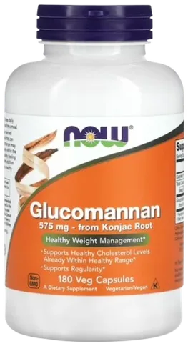 NOW Foods Glucomannan 575 mg, 180 Veg Capsules bottle