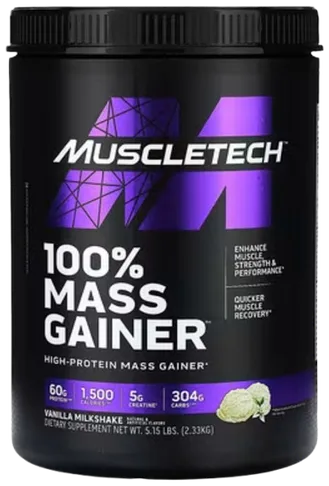 MuscleTech 100% Mass Gainer Vanilla Milkshake 5.15 lbs bottle