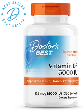 Doctor's Best Vitamin D3, 125 mcg (5,000 IU), 360 Softgels bottle