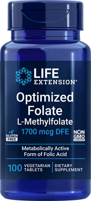 Life Extension Optimized Folate L-Methylfolate 1700 mcg DFE bottle