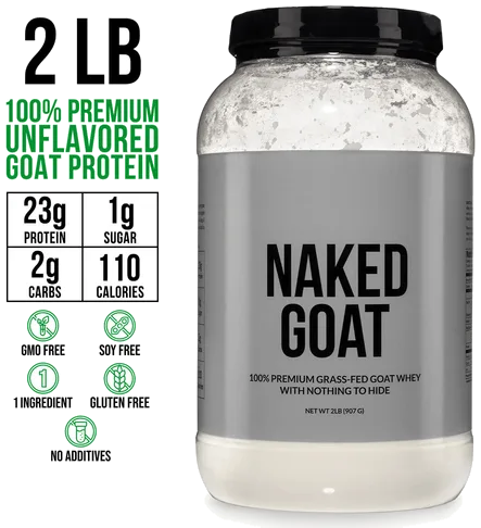 Naked Goat Whey protein powder (Unflavoedr) bottle