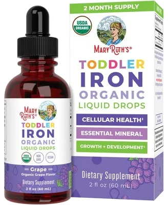 MaryRuth's Toddler Iron Organic Liquid Drops 1-3 Years Grape bottle