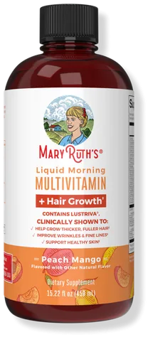 MaryRuth's Liquid Morning Multivitamin + Hair Growth Peach Mango bottle