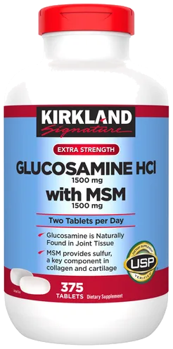 Kirkland Glucosamine HCl with MSM bottle