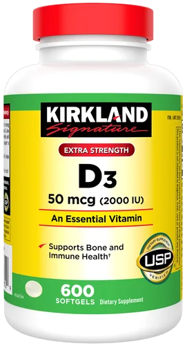 Kirkland Signature Vitamin D3 50 mcg bottle