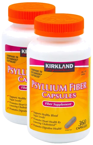 Kirkland Signature psyllium fiber capsules bottle