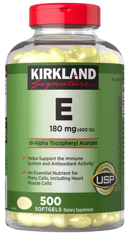 Kirkland Signature Vitamin E 180 mg bottle